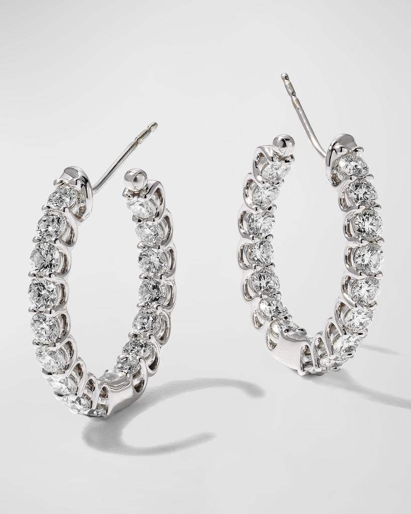 Memoire 18k White Gold Diamond U-Basket Hoop Earrings, 3.19tcw