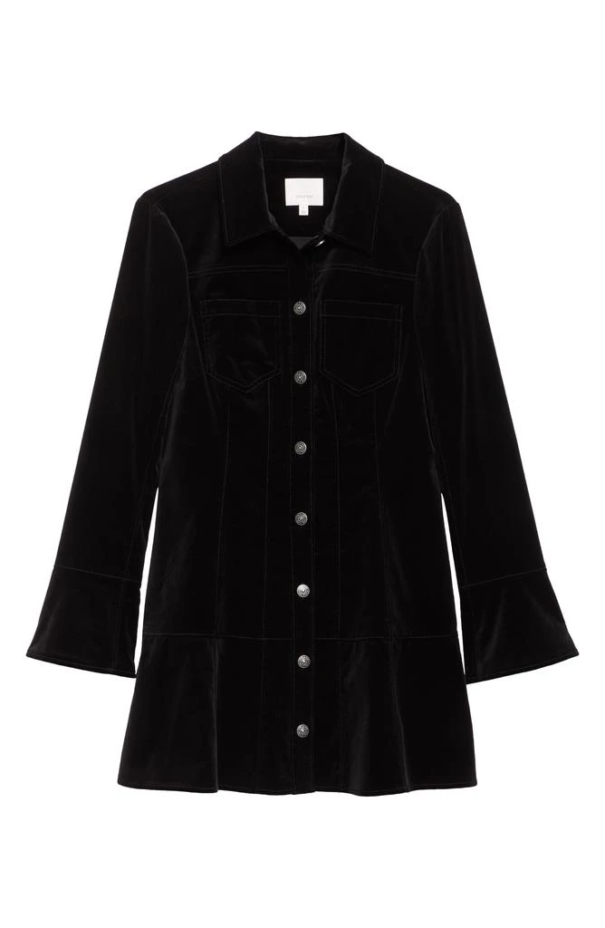 Cinq à Sept Jocelyne Long Sleeve Stretch Velvet Shirtdress 5