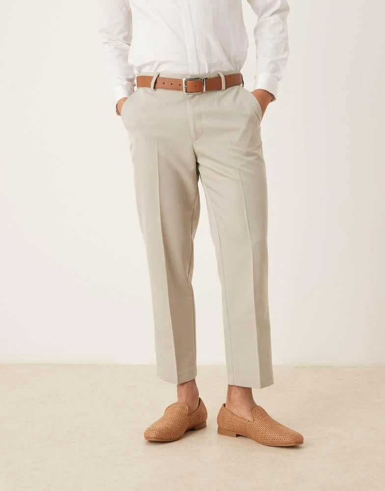 ASOS ASOS DESIGN smart straight leg cropped trousers in light grey 1