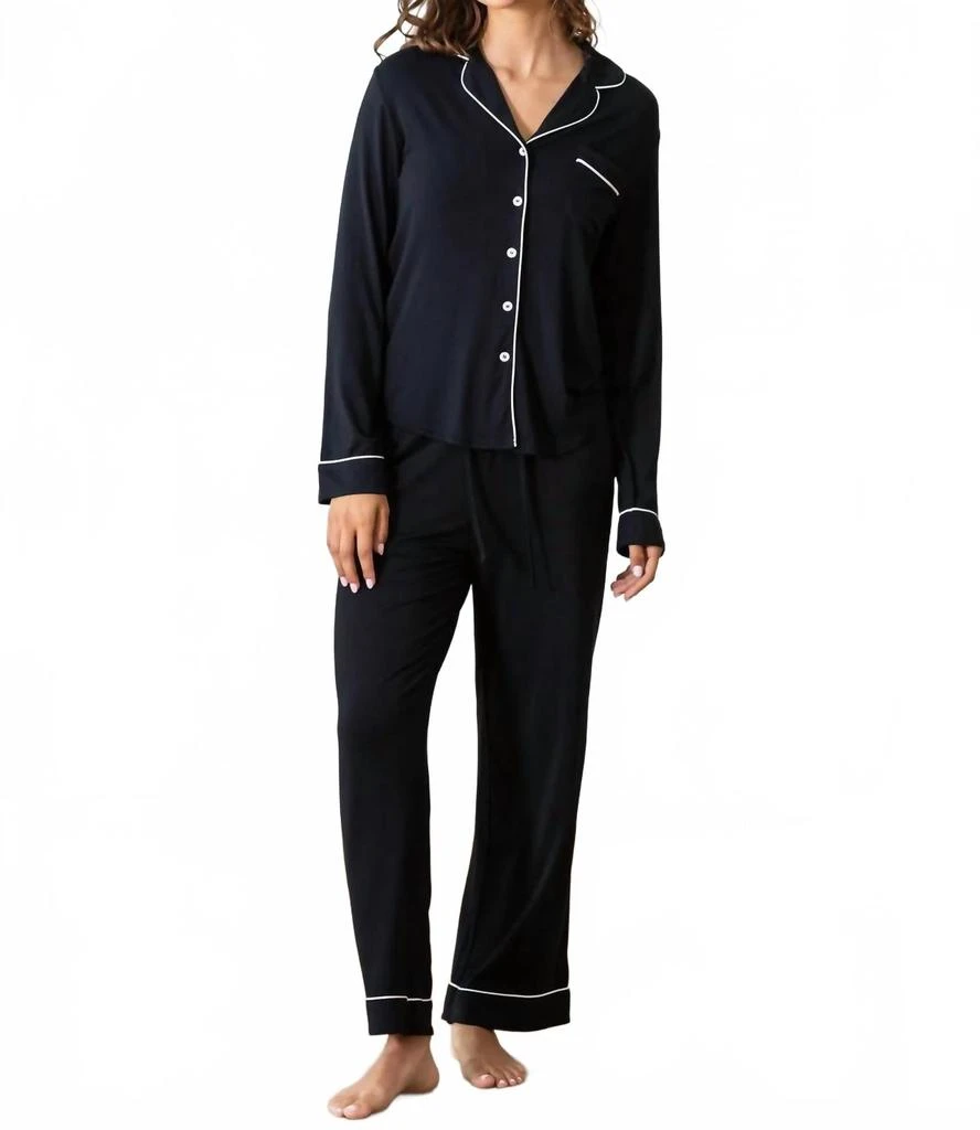 Cozy Earth Bamboo Pajama Set In Black