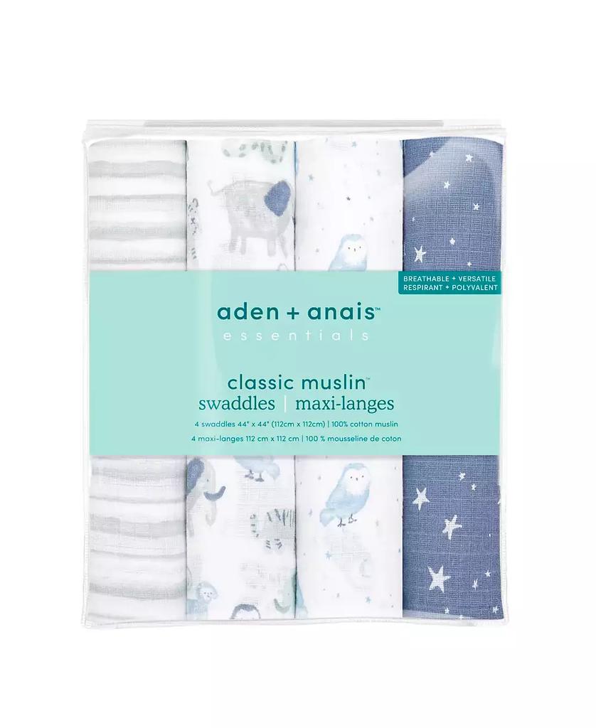 aden + anais Baby Boys Printed Swaddle Blankets, Pack of 4