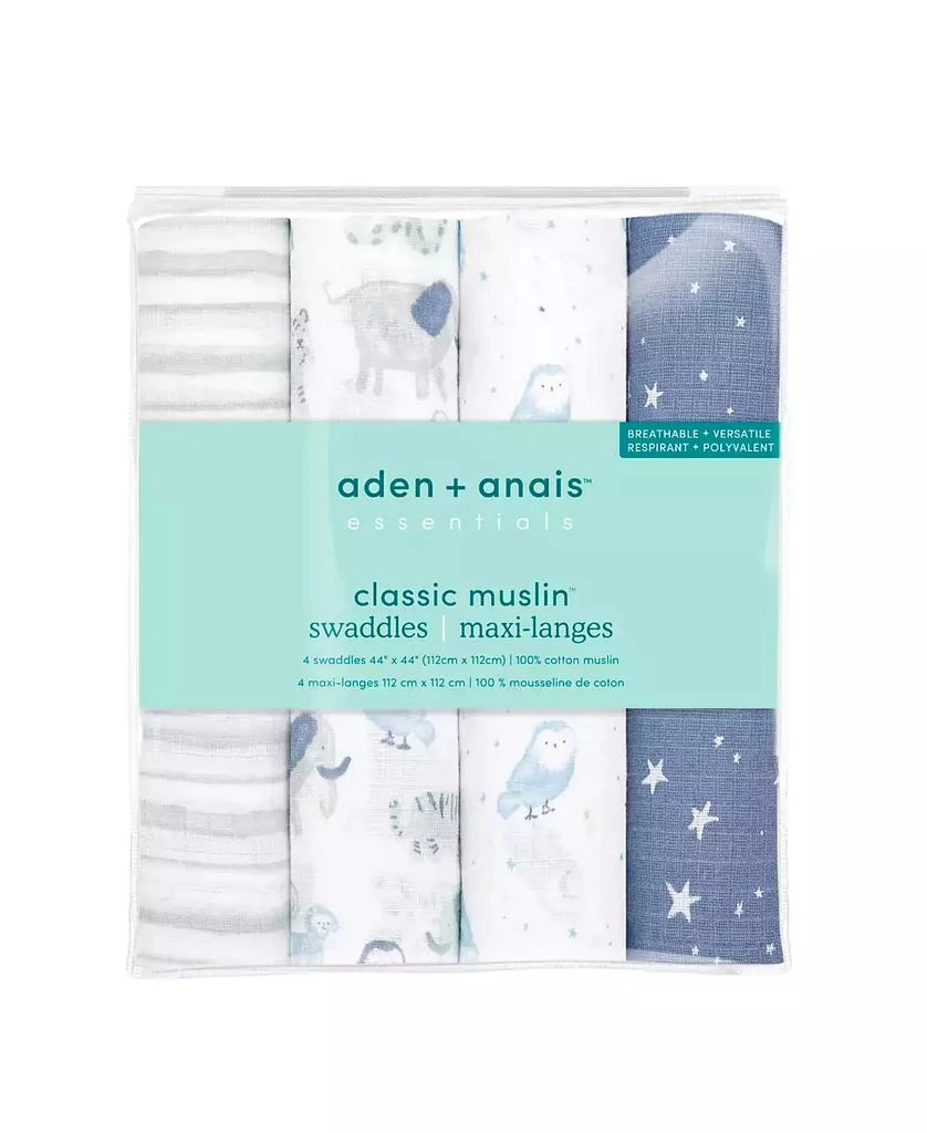 aden + anais Baby Boys Printed Swaddle Blankets, Pack of 4 2