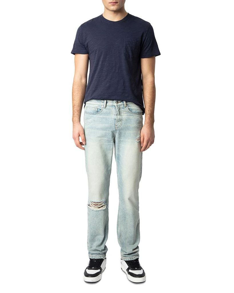 ZADIG & VOLTAIRE John Distressed Straight Fit Jeans in Light Blue 2