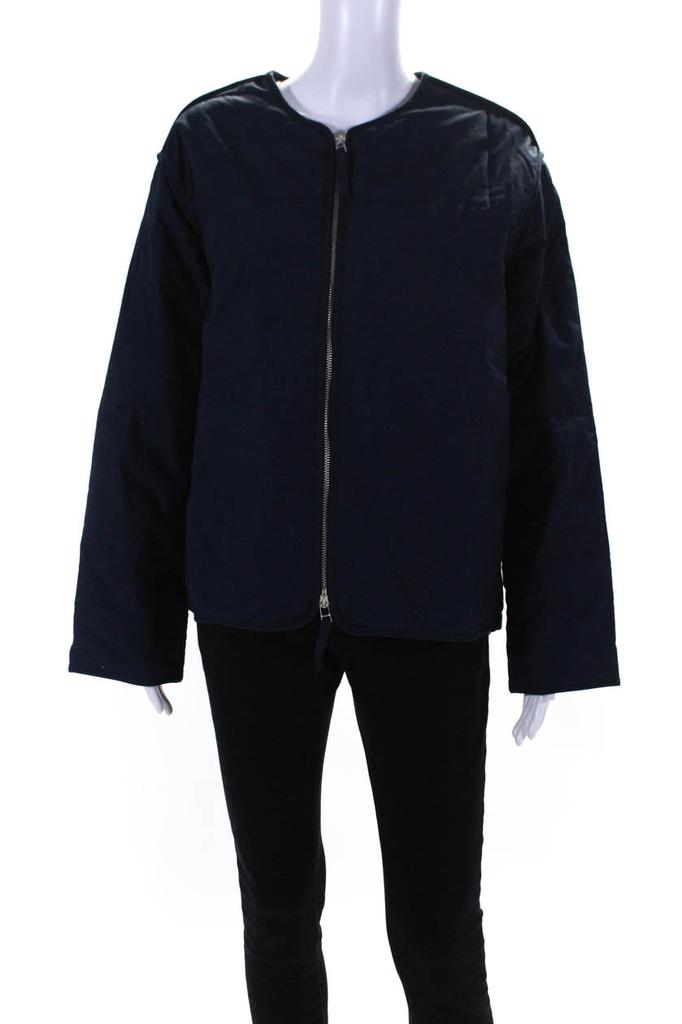 Everlane Womens The Quilted Cotton Liner  Navy