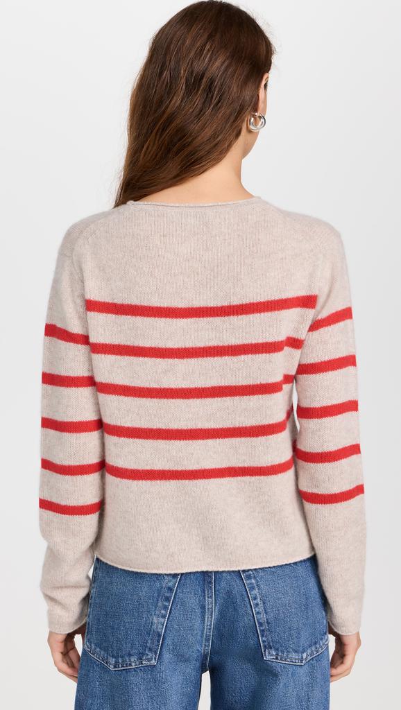 White + Warren Cashmere Featherweight Roll Trim Crew Sweater