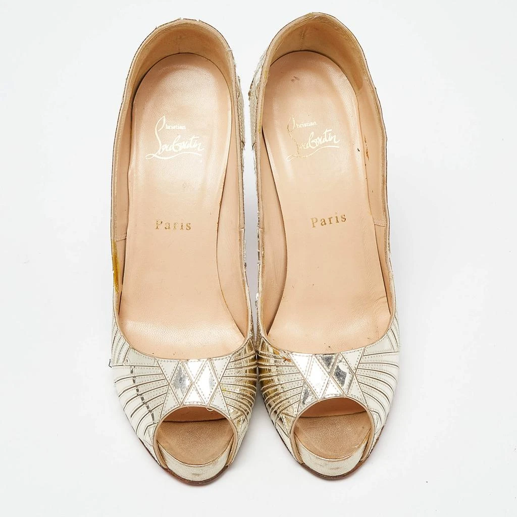 Christian Louboutin Christian Louboutin Gold PVC Peep Toe Art Deco Pumps Size 39 3