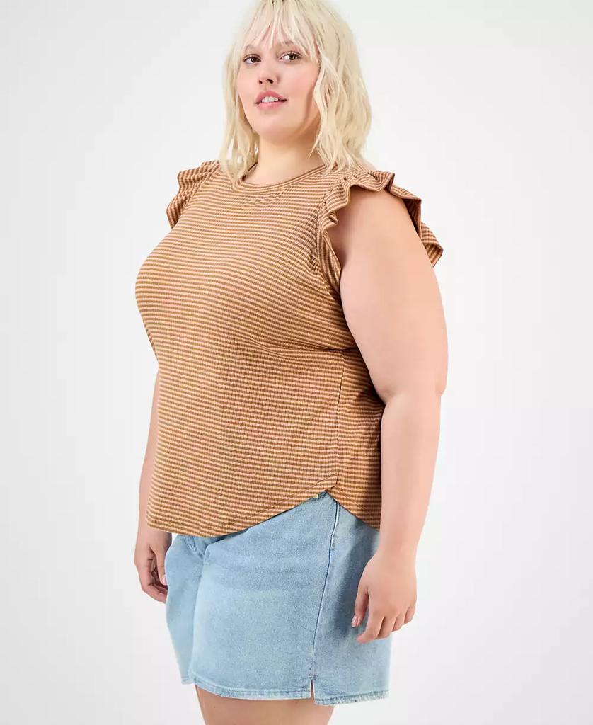 Democracy Plus Trendy Ruffle Cap-Sleeve Top