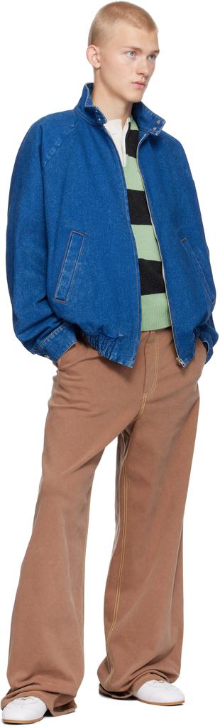 Shop Blue Stand Collar Denim Jacket on Sale at BeyondStyle