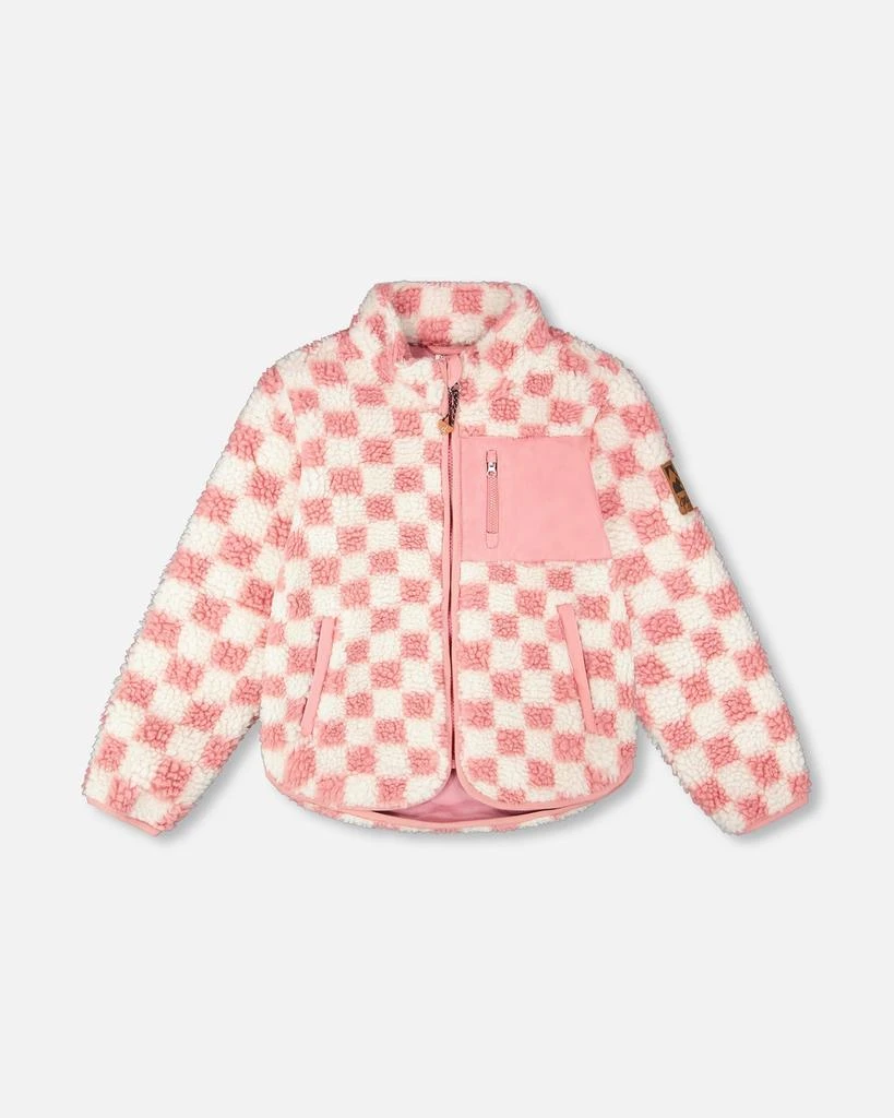 Deux par Deux Sherpa Jacket Pink Checkerboard