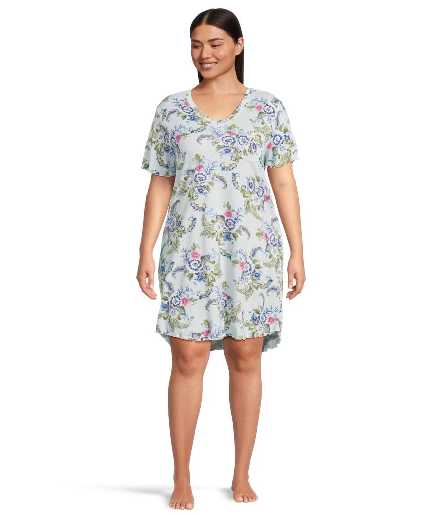 Karen Neuburger Plus Size Paisley Dreams Short Sleeve Sleepshirt With Lettuce Edges 1