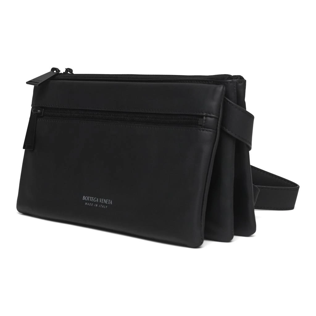 Bottega Veneta Bottega Veneta Leather Messenger Crossbody Bag in Black 3