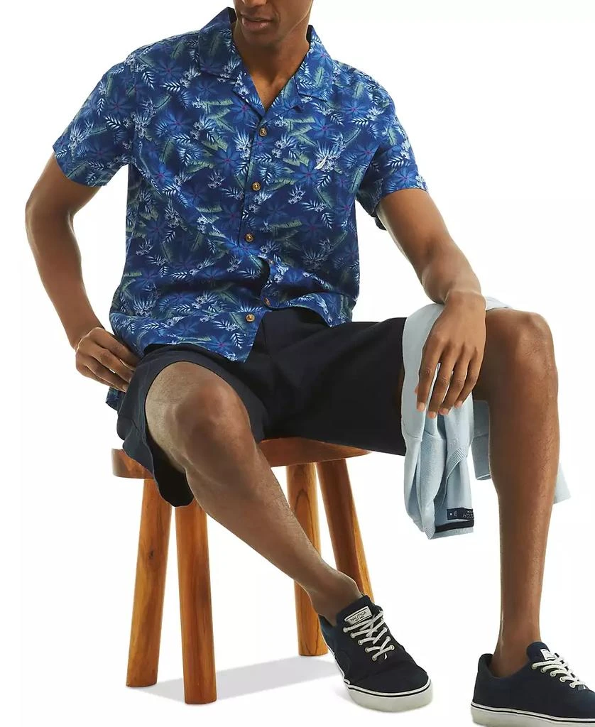 Nautica Men's Short Sleeve Button-Front Tropical Leaf Print Camp Shirt 4