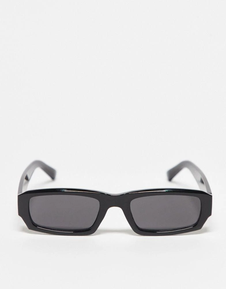 Pull&Bear Pull&Bear bold rectangular sunglasses in black 4