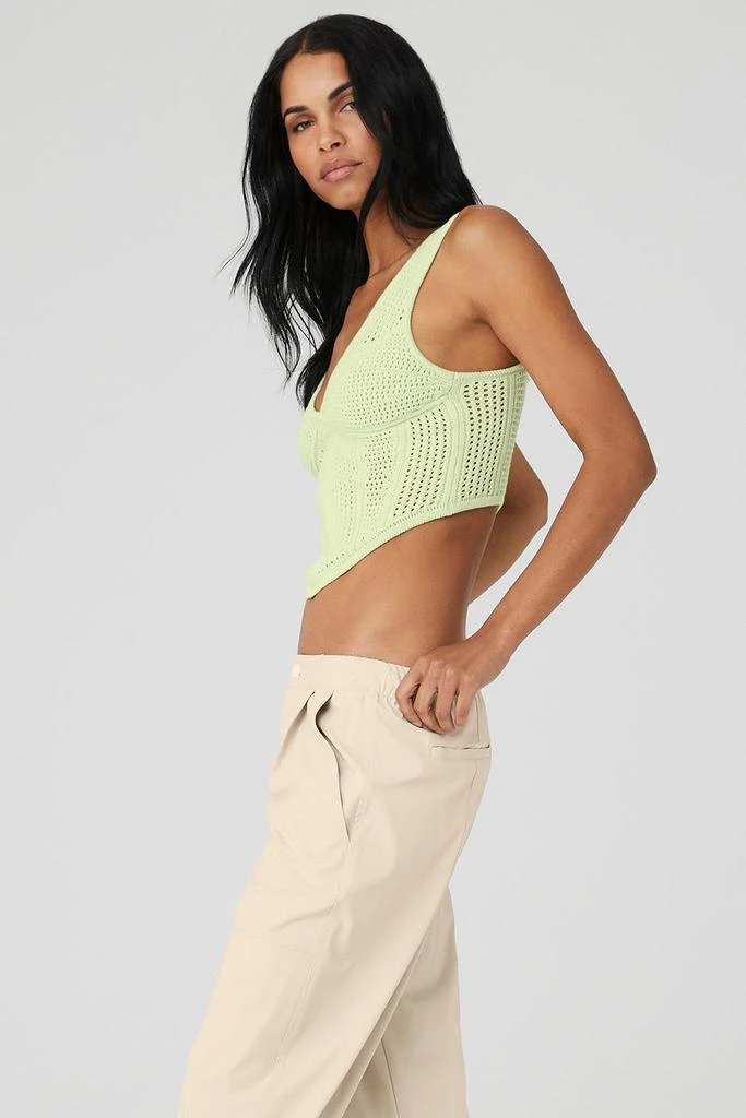 Alo Yoga Open-Knit Chase The Sun Corset Tank - Iced Green Tea 3