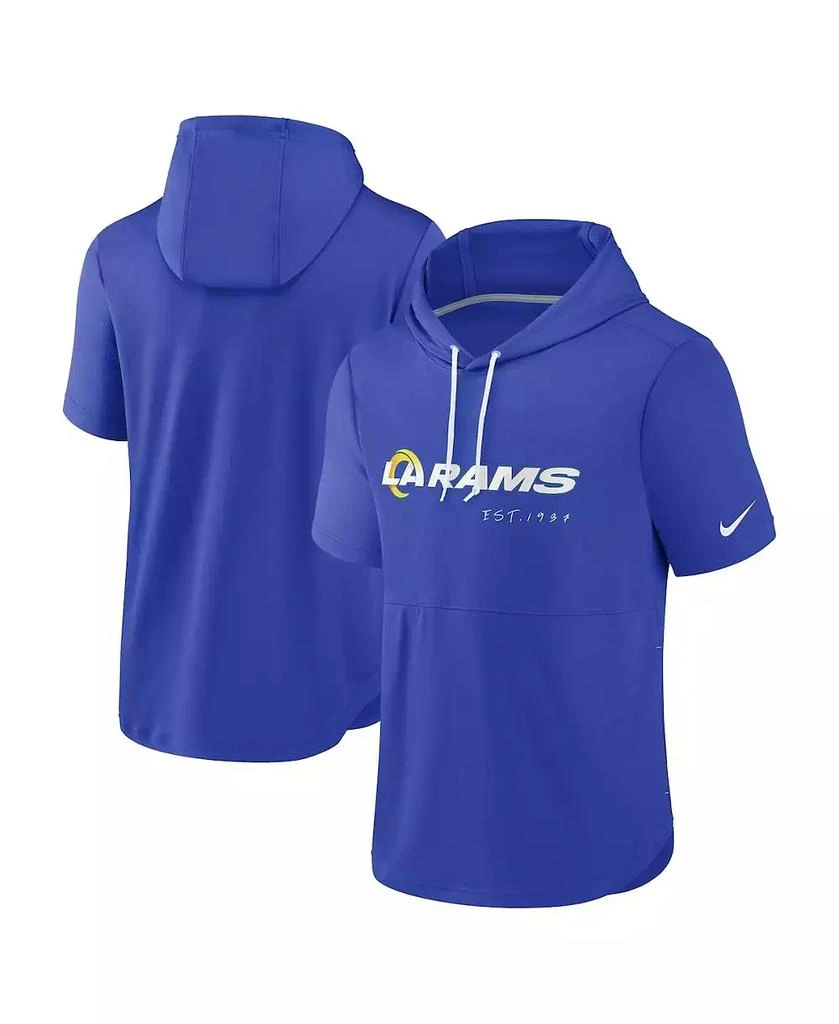 NIKE Men's Royal Los Angeles Rams Short Sleeve Pullover Hoodie 1