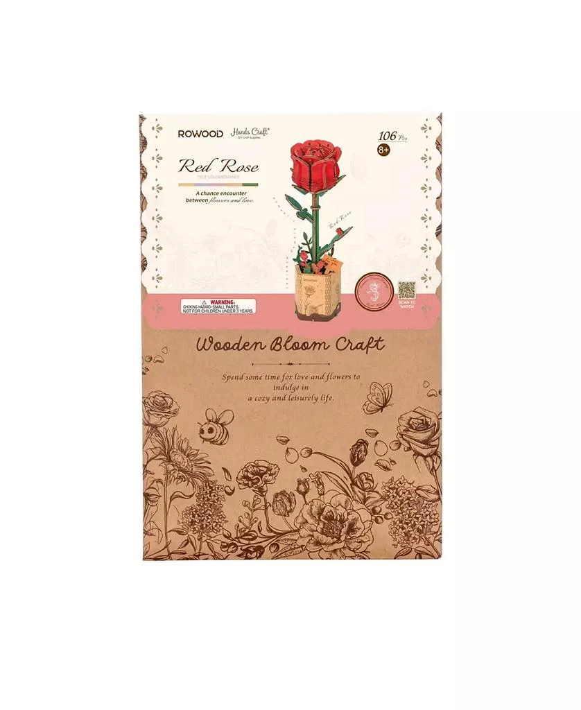 Flash Popup DIY 3D Wood Puzzle Red Rose 106pcs 2