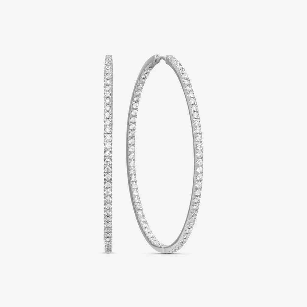 Mémoire Mémoire 18K White Gold Diamond Hoop Earrings MOHE-0200TW 3