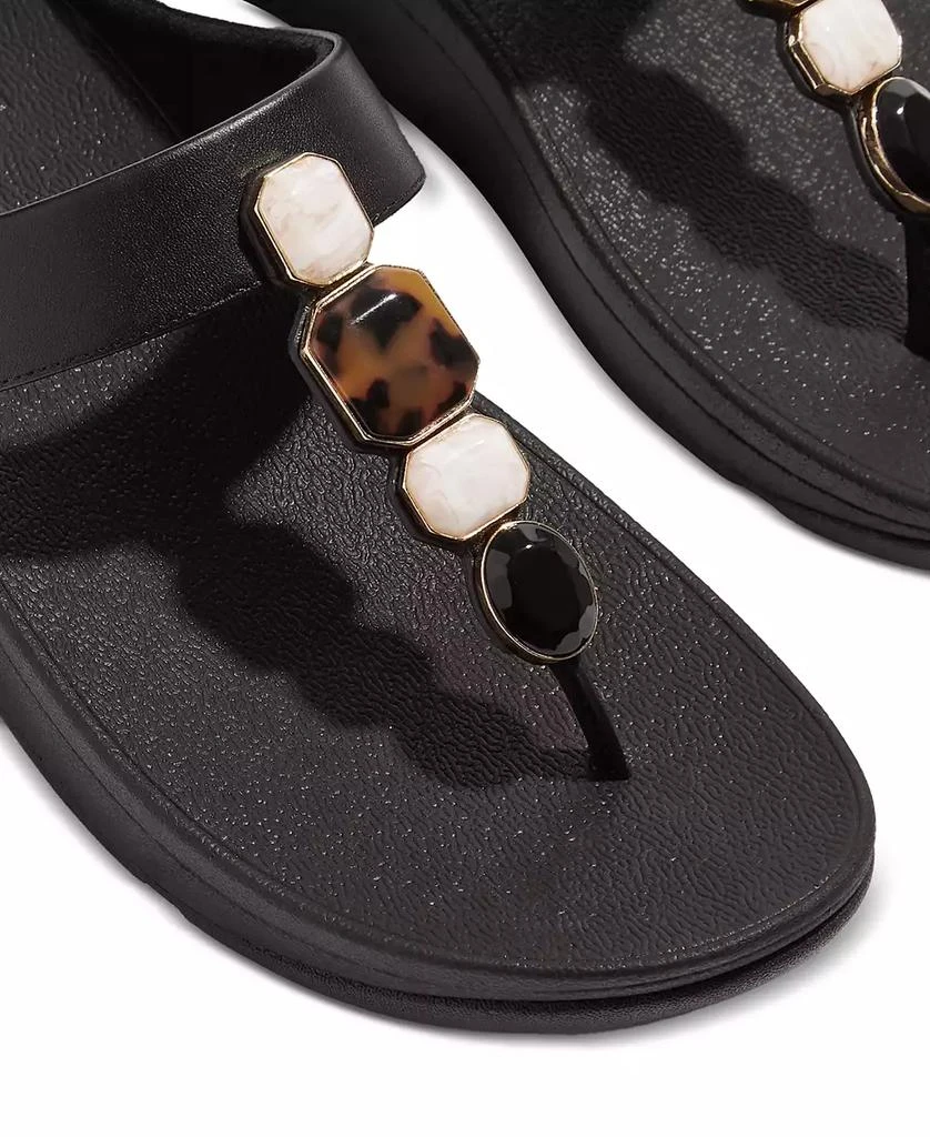 FitFlop Women's Fino Multi-Stone Leather Wedge Sandals 8