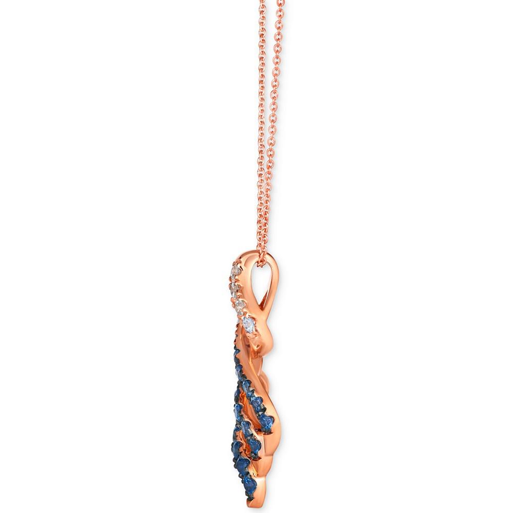 Le Vian Denim Ombré (3/4 ct. t.w.) & White Sapphire (1/8 ct. t.w.) Spiral 20" Pendant Necklace in 14k Rose Gold