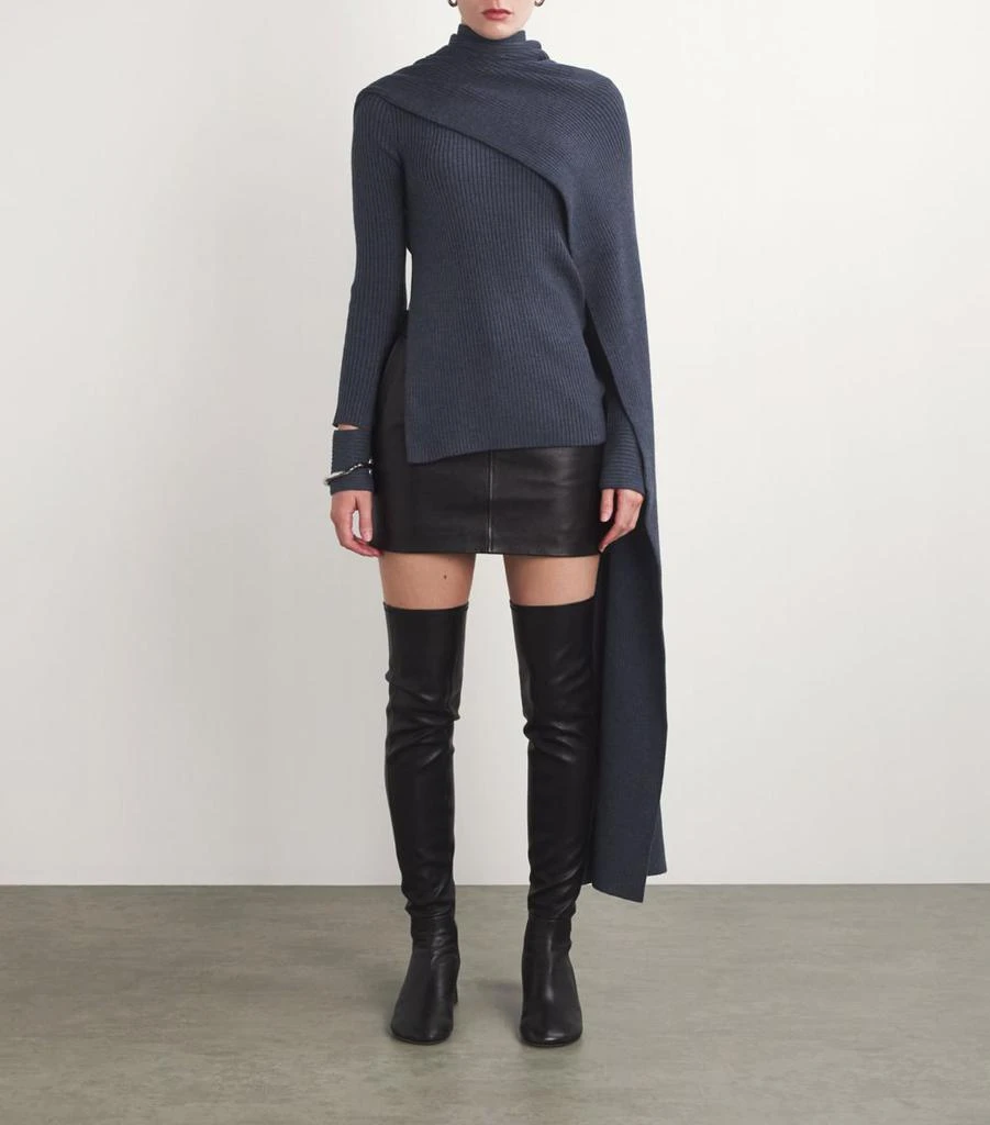 Helmut Lang Merino Wool Ribbed Draped Sweater 3