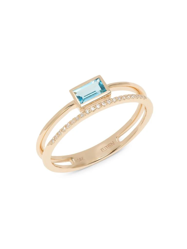 Saks Fifth Avenue 14K Yellow Gold, Blue Topaz 
0.05 TCW Diamond Ring