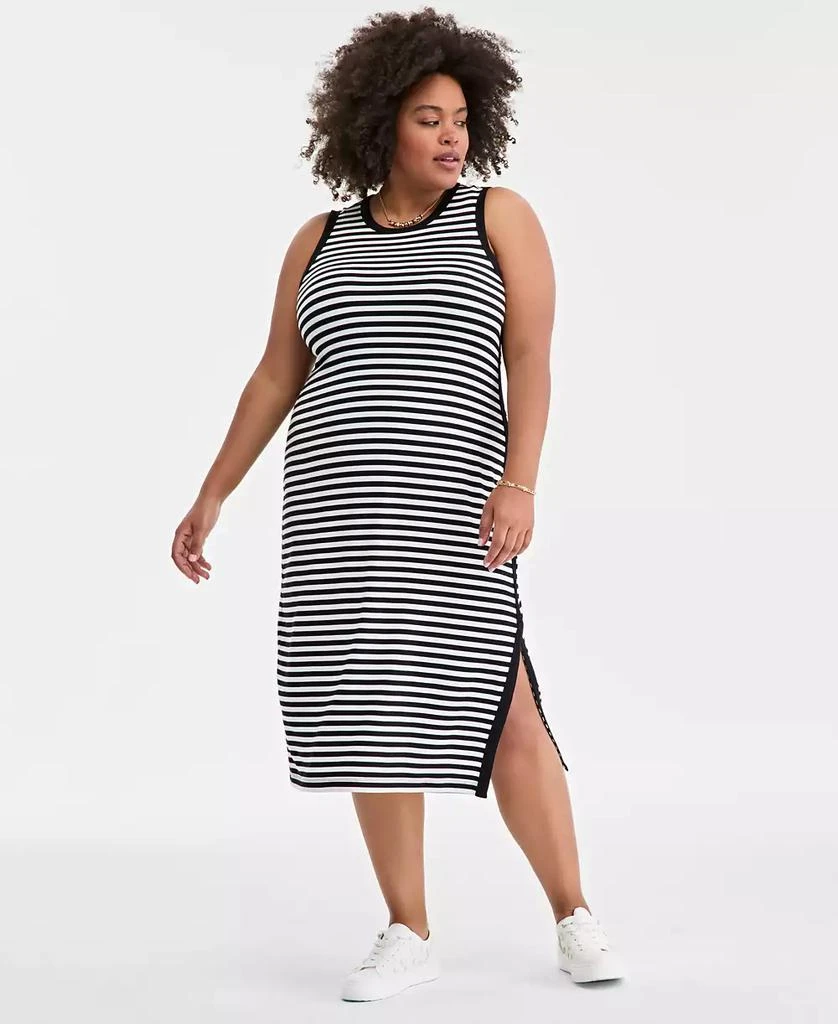 On 34th Trendy Plus Size Striped Tank Midi Dress, Exclusively at Macy's 1