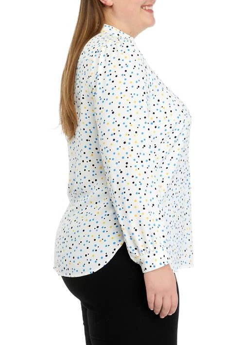 Anne Klein Klein Plus Size Ritz Dot Poet Blouse 3