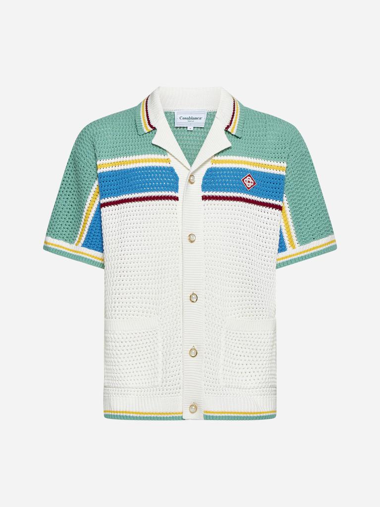 CASABLANCA Color-block crochet knit shirt