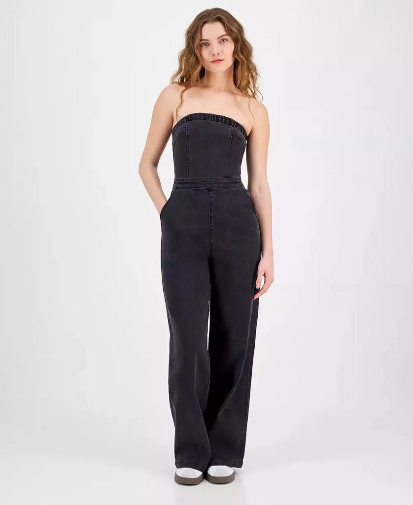 Tinseltown Juniors' Strapless Denim Jumpsuit 1