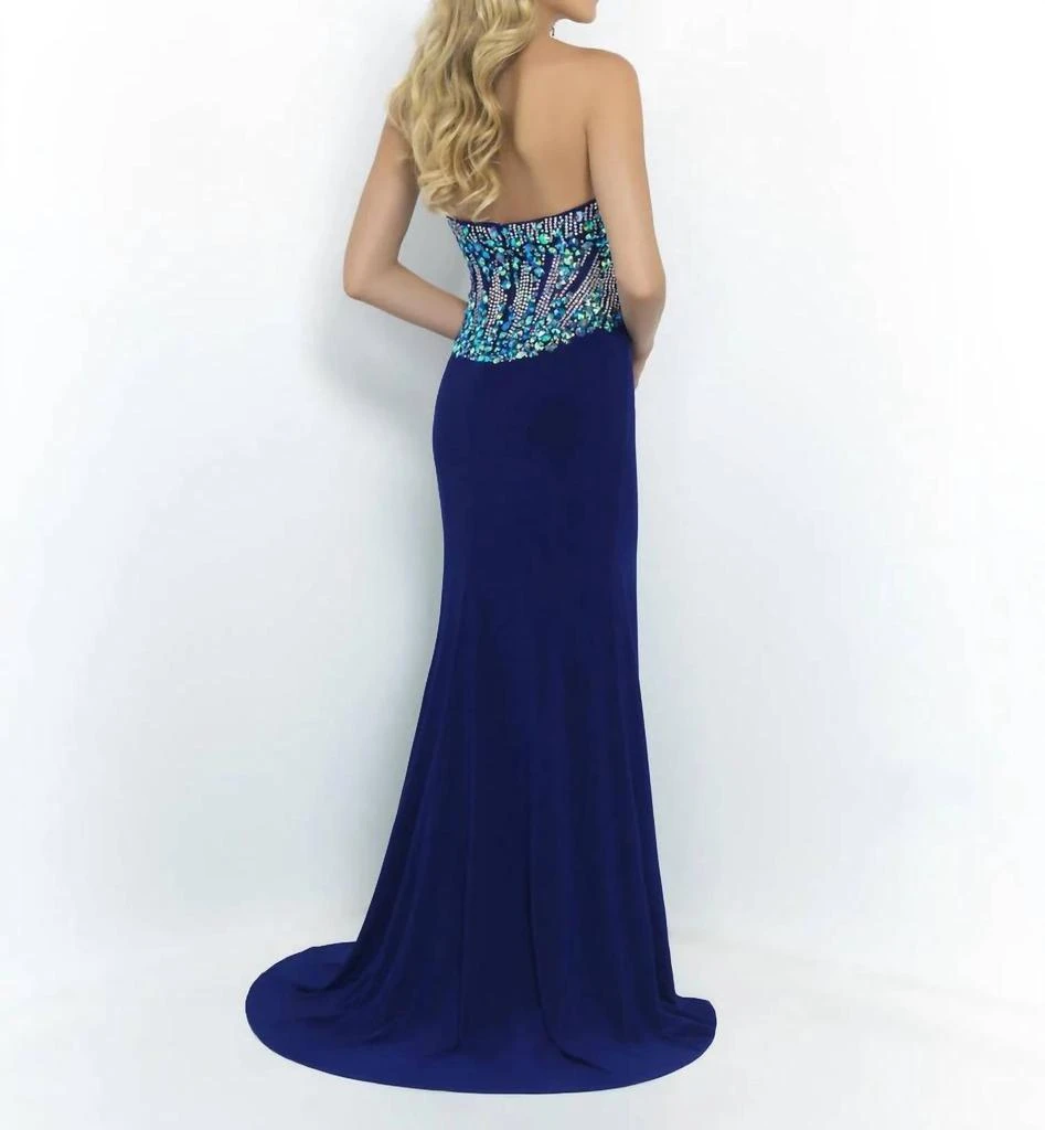 Blush Prom Strapless Jersey Knit Sheath Prom Dress In Peacock - Peacock - US 2 (XS)
