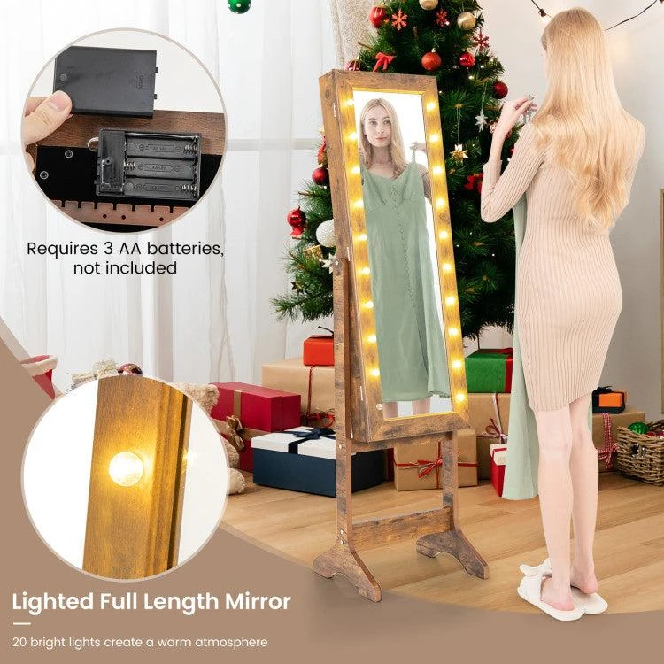Hivvago Mirror Jewelry Cabinet with 20 Warm Lights and 4 Tilt Angles 3