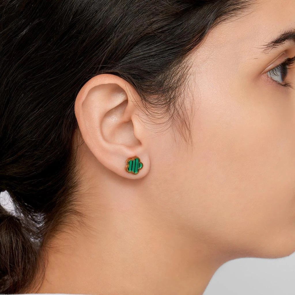 ADORNIA 14k Gold Plated Green Clover Stud Earrings 2