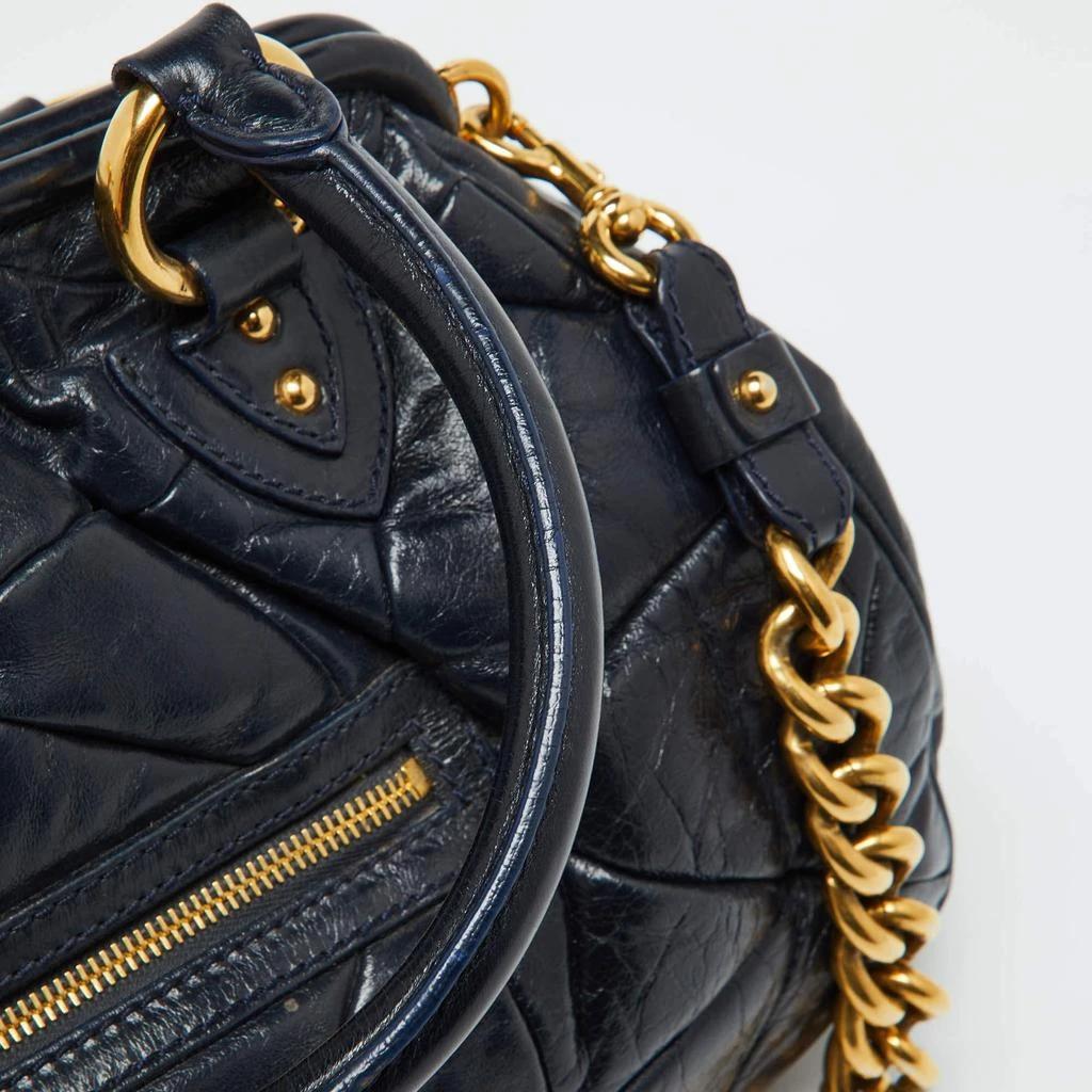 Marc Jacobs Marc Jacobs Navy Blue Quilted Leather Stam Satchel 9