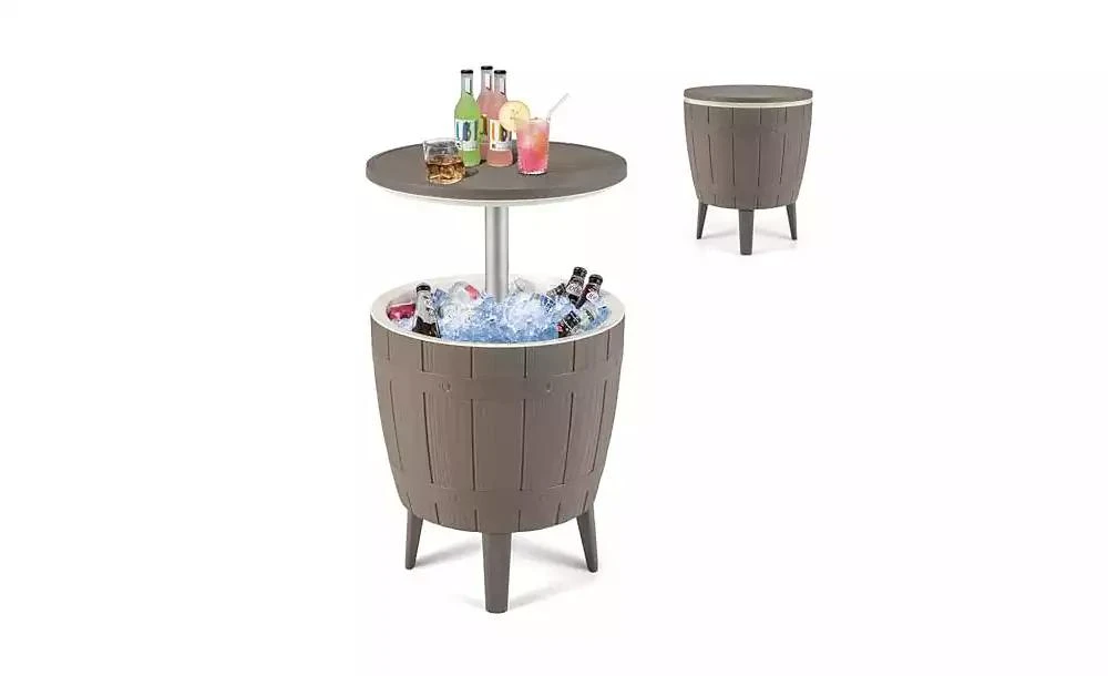 Mecale 10 Gallon Cooler Bar Table Outdoor Coffee Table Ice Bucket with Telescopic Tabletop for Beer and Wine