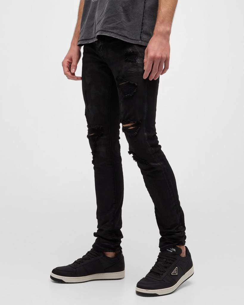 PURPLE Men's Oil Spill Skinny Jeans 5