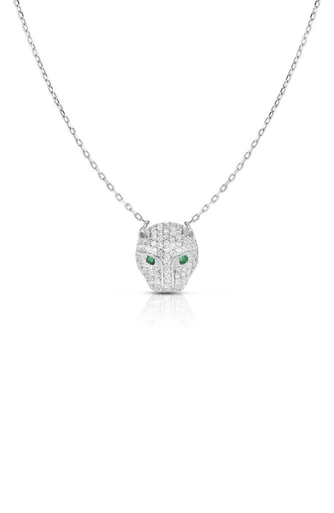 Sphera Milano Rhodium Plated Sterling Silver Pave CZ Panther Pendant Necklace 1