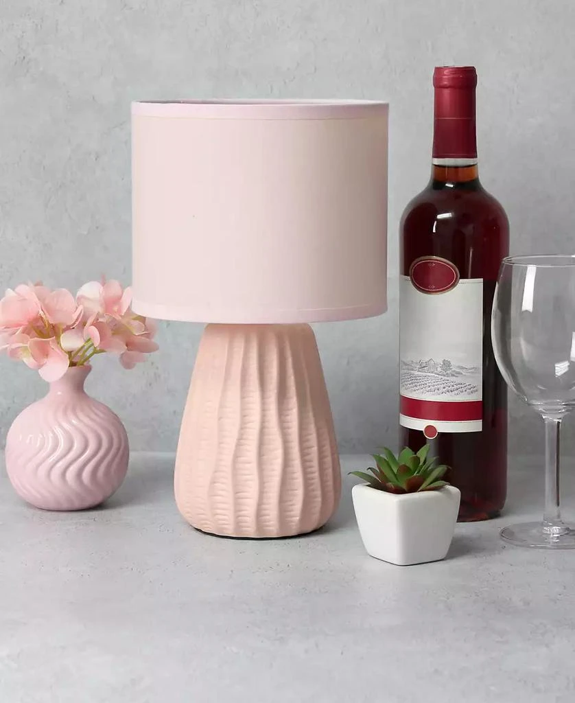 Simple Designs 11.02" Traditional Mini Modern Ceramic Texture Pastel Accent Bedside Table Desk Lamp with Matching Fabric Shade 45