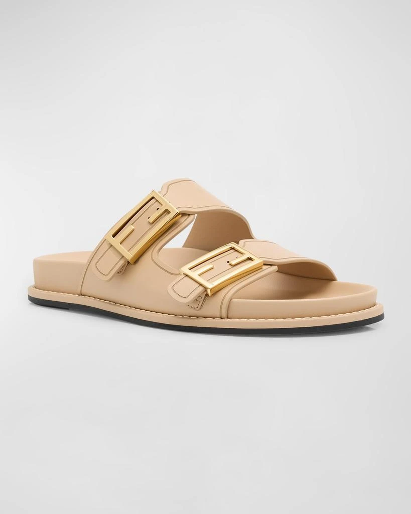 Fendi F Buckle Leather Slide Sandals 4