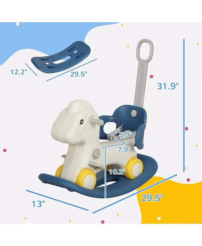 HONGGE 4 in 1 Toddler Rocking Horse with Push Handle and Balance Board 3