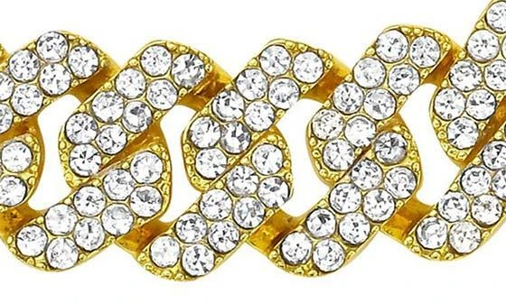 ADORNIA Men
s Pavé Cubic Zirconia 10mm Curb Chain Bracelet 3