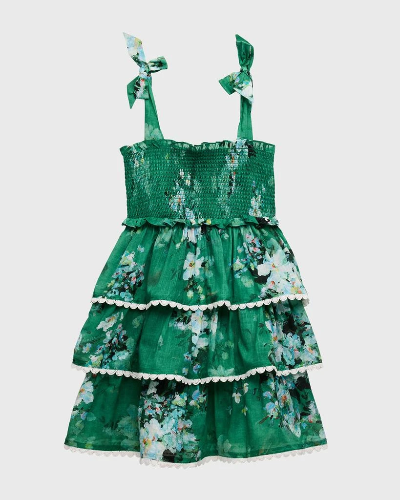 Zimmermann Girl's Everley Floral-Print Smocked Dress, Size 1-12 1