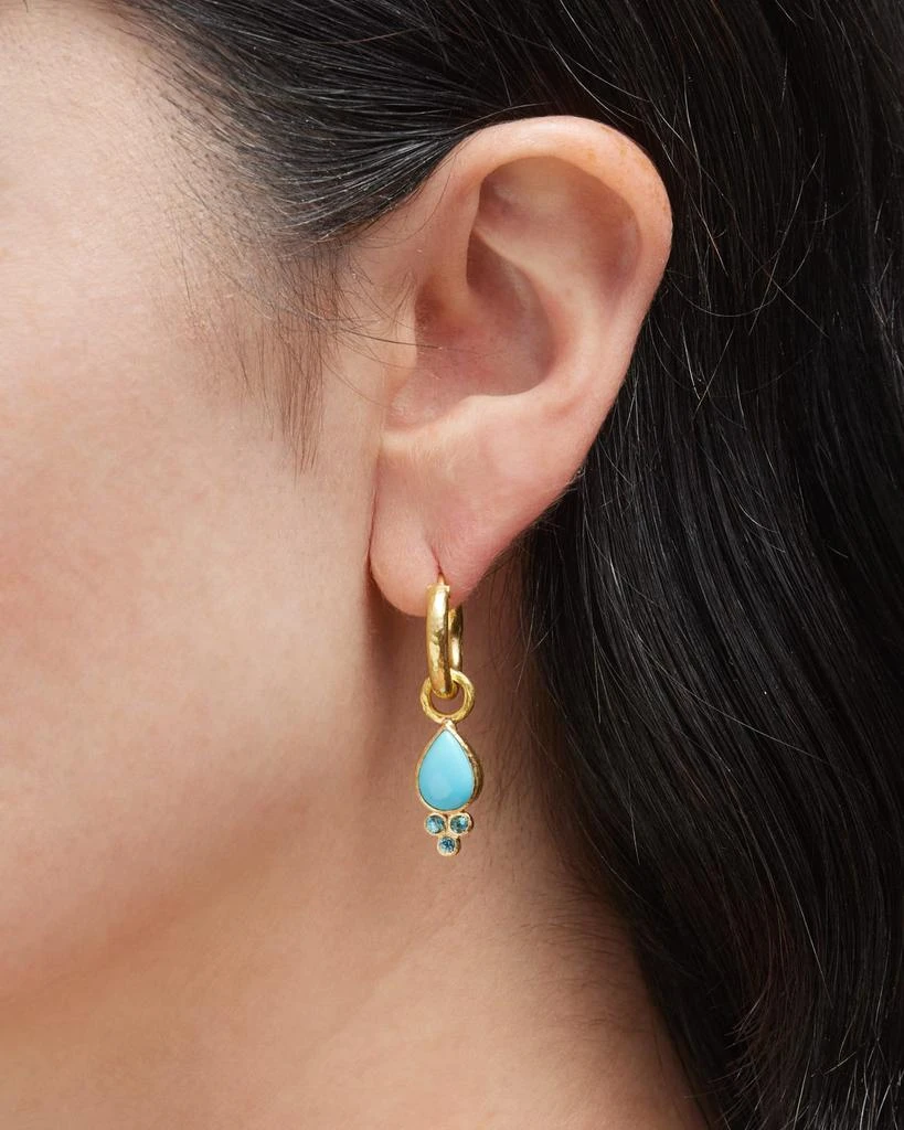 Elizabeth Locke 19K Pear-Shaped Turquoise Earring Pendants, 17x8mm 2