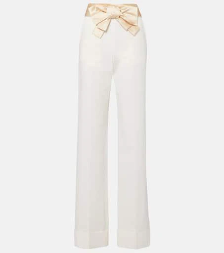 Valentino High-rise cotton and linen straight pants 1
