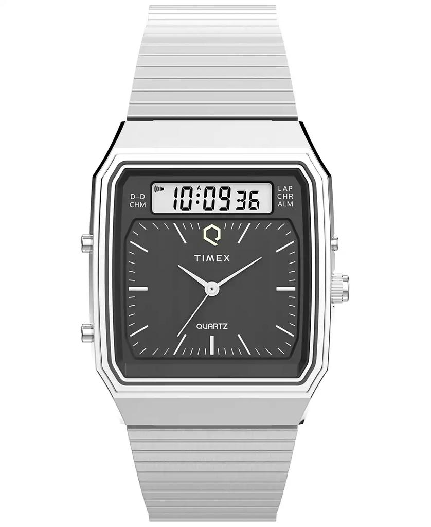 Timex Men's Quartz Analog Digital Silver-Tone Stainless Steel Watch, 33mm