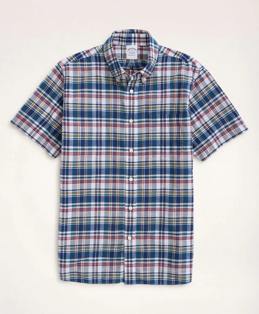Brooks Brothers Regent Regular-Fit Sport Shirt, Short-Sleeve Madras 1