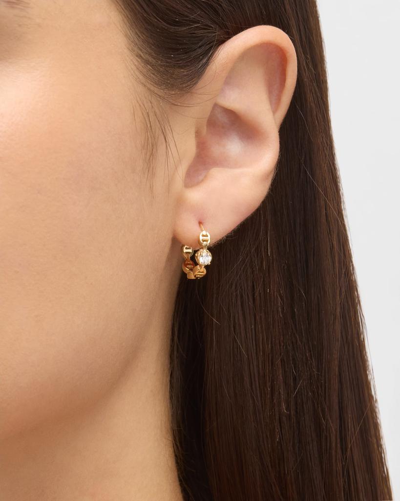 Hoorsenbuhs 18K Yellow Gold 12MM Tri-Link Diamond Huggie Earrings