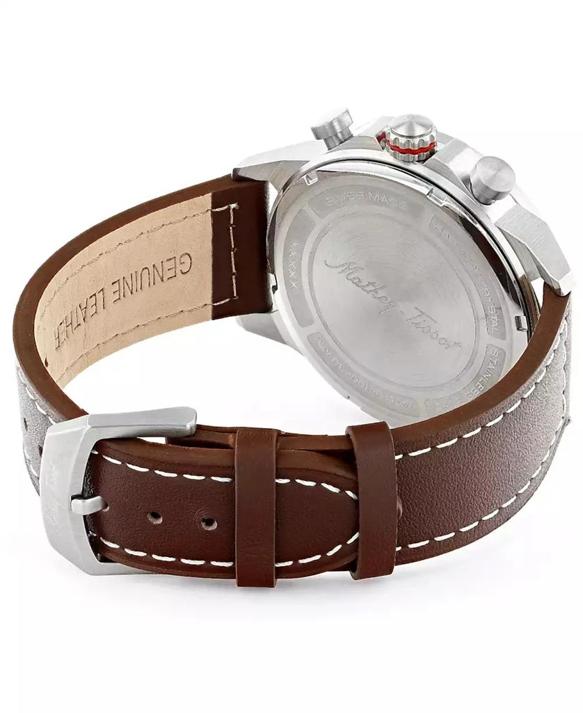 Mathey-Tissot Men's Field Scout Collection Chronograph Brown Genuine Leather Strap Watch, 45mm 3