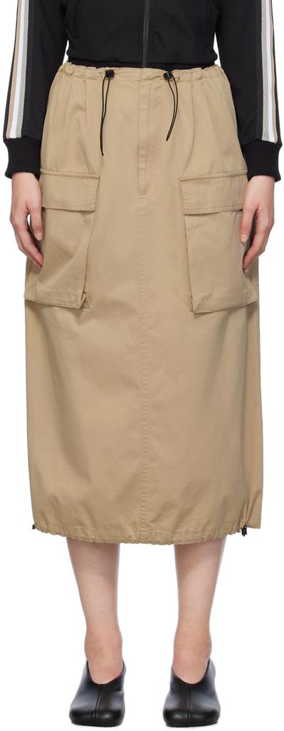 MM6 Maison Margiela Beige Drawstring Midi Skirt