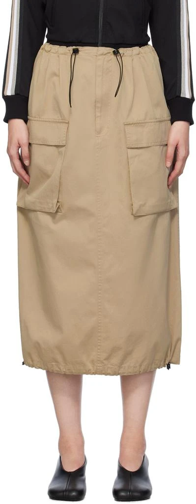 MM6 Maison Margiela Beige Drawstring Midi Skirt 1