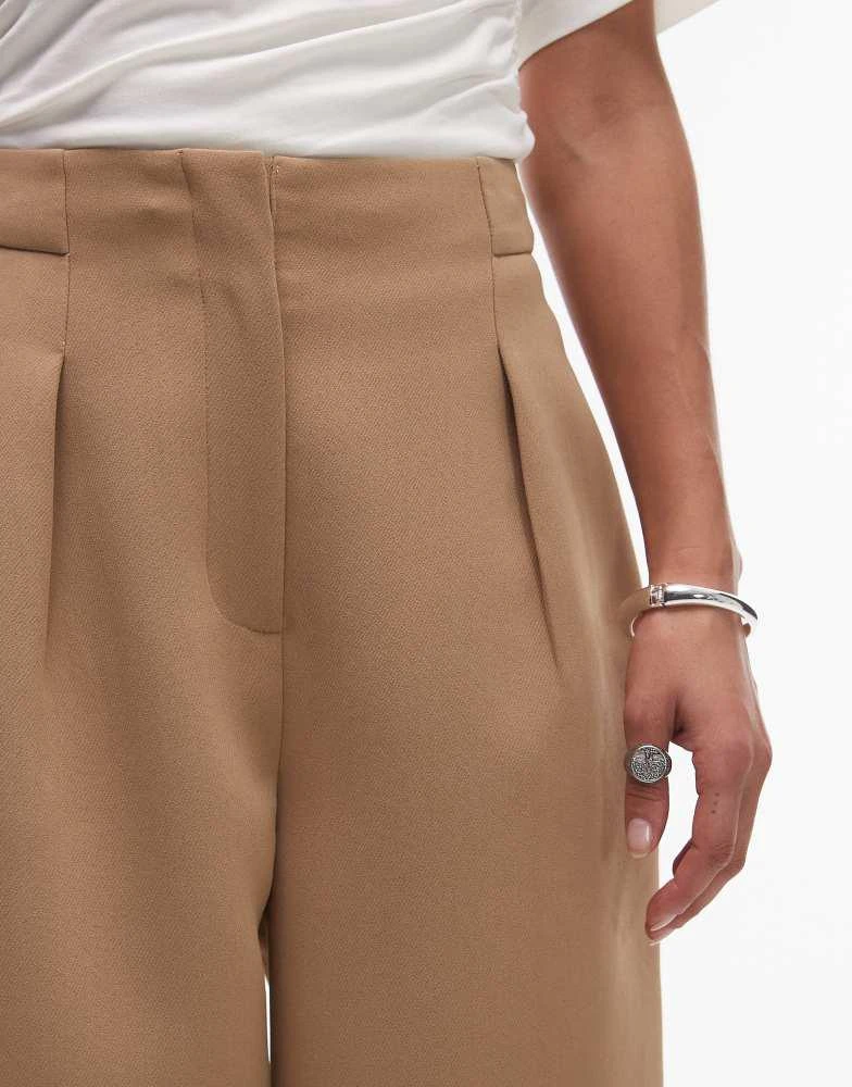 Topshop Topshop co ord slouchy clean waist band tailored trouser in taupe 4